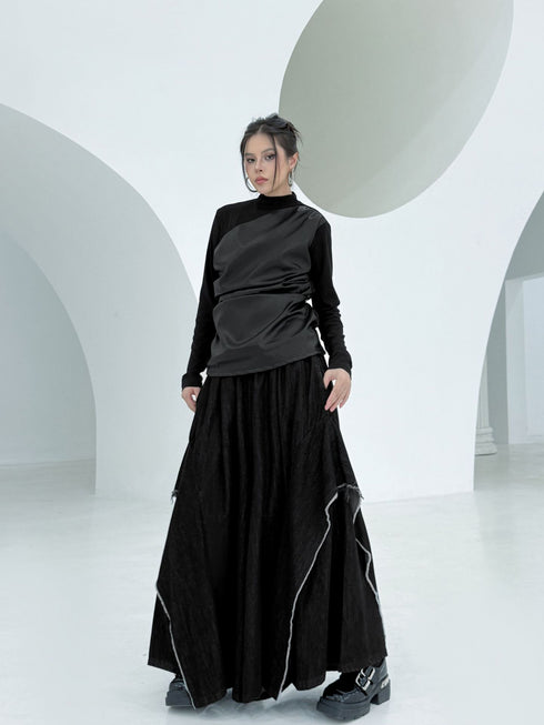 Draped Satin Mix Top